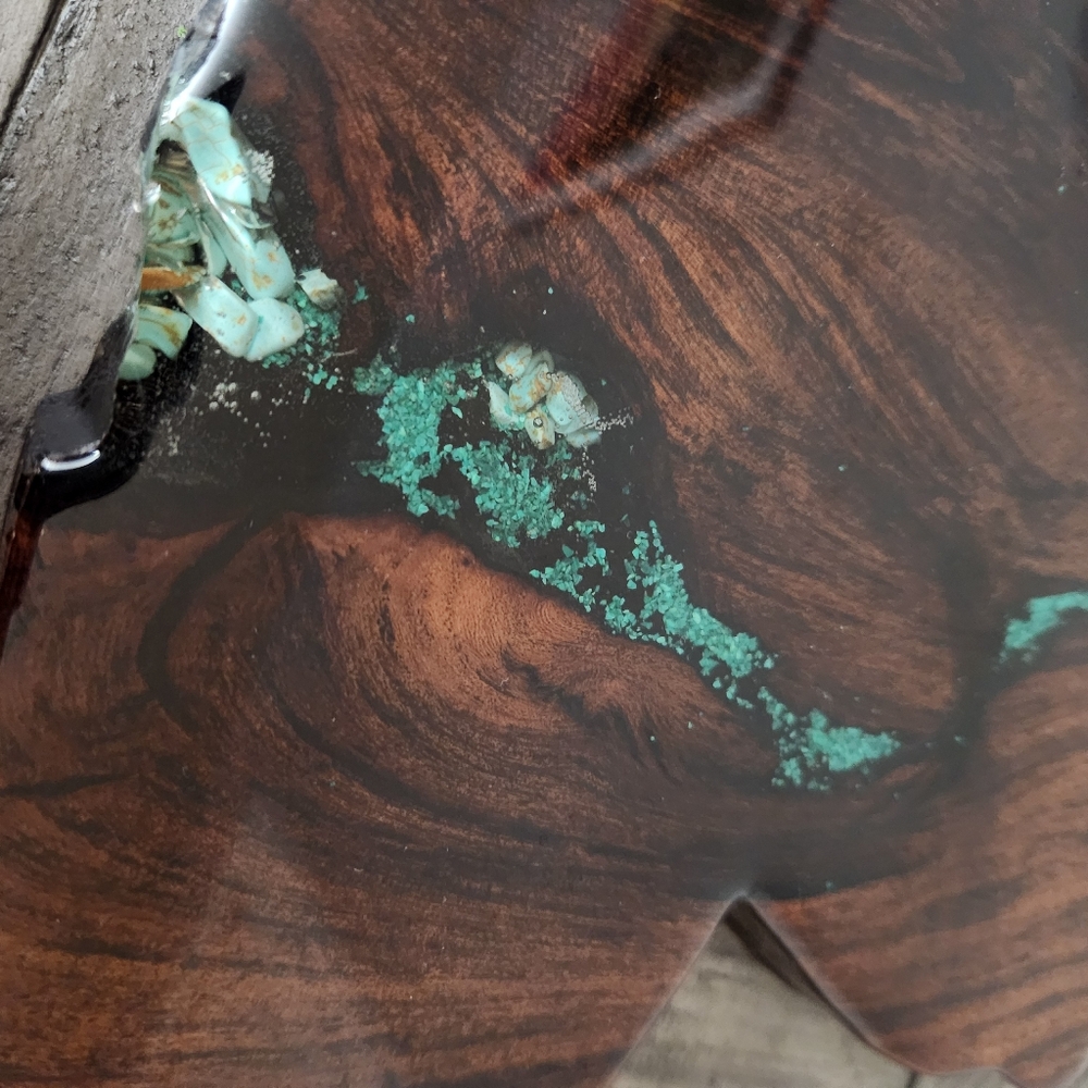 Handcrafted Wood Carved Hummingbird Turquoise Wall Hanging Signed Tammy Ireland - Picture 3 of 12